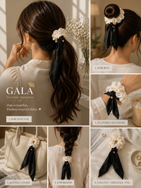 Gala ivory silk scrunchie — endless ways to shine, six styling ideas