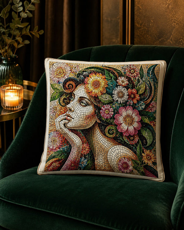 Mosaic Muse silk cushion cover