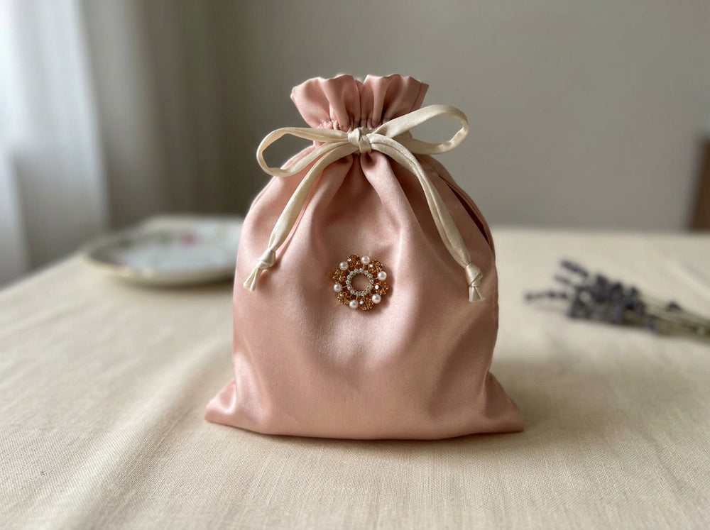 Rose Quartz silk pouch